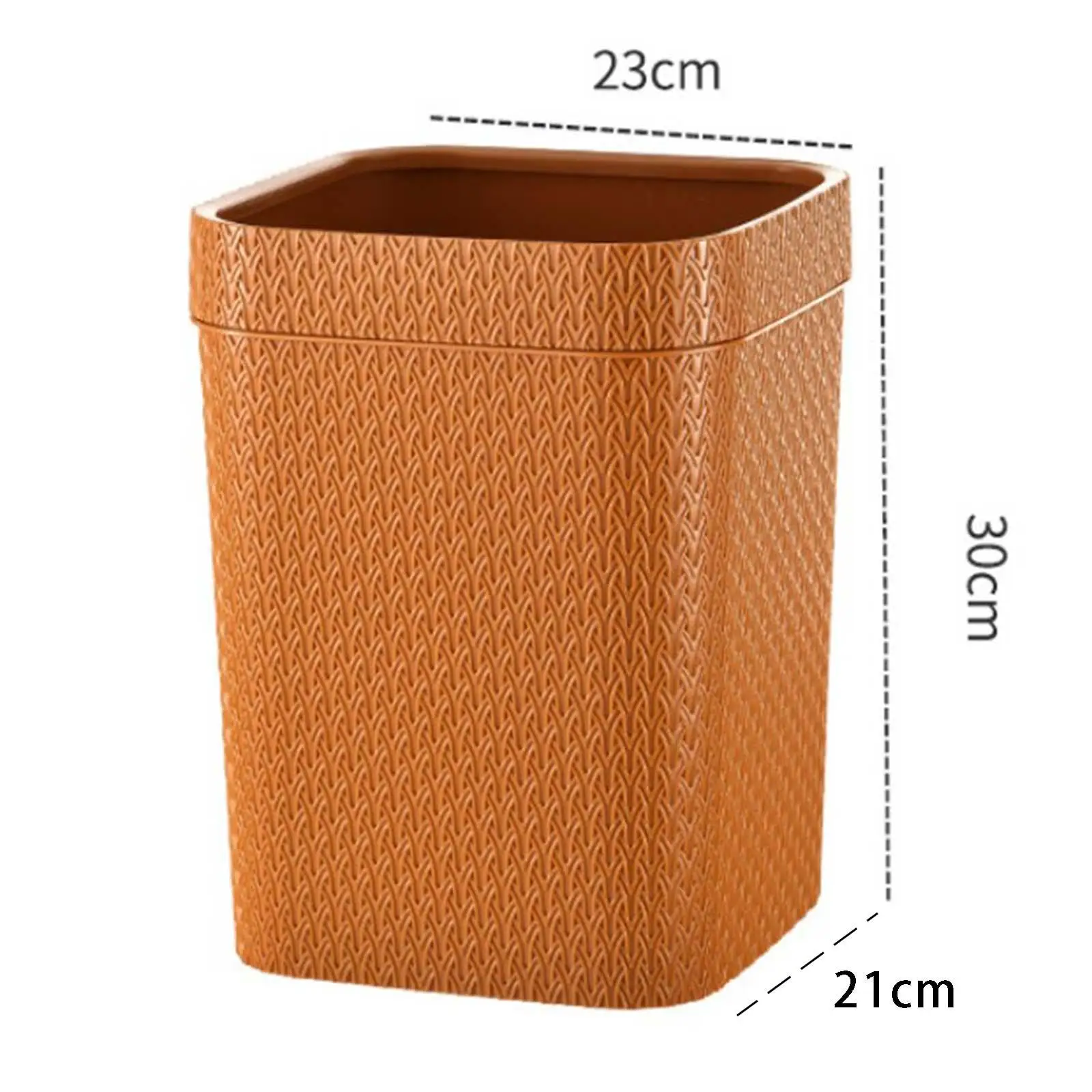 Garbage Bucket Rattan Woven Compact Square Plastic Waste Can Dustbin Wastebasket for Home Backyard Cars Outdoor Indoor Bedroom