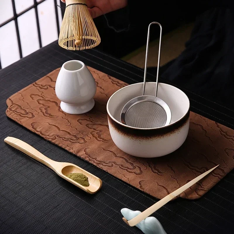 4/6Pcs Handmade Home Easy Clean Matcha Tea Set Tool Stand Kit Bowl Whisk Scoop Gift Ceremony Traditional Japanese Accessories