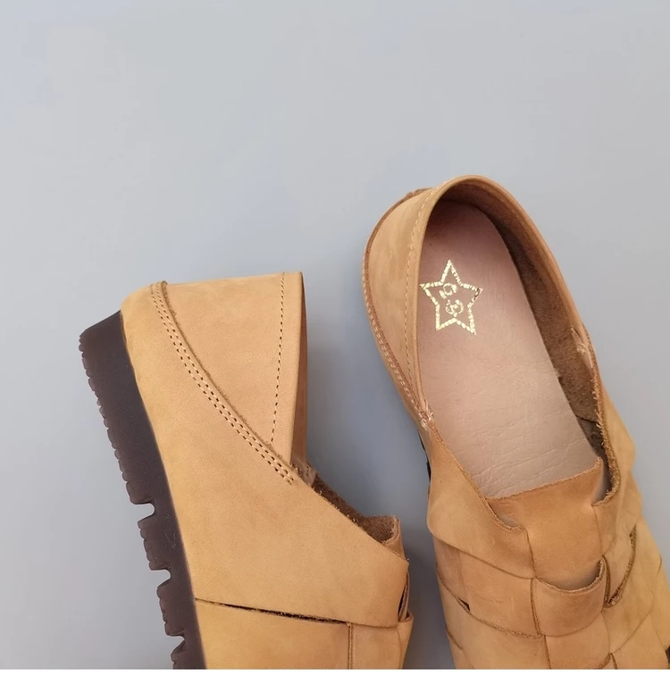 Careaymade-scarpe da donna tessute in vera pelle, punta tonda suola piatta morbida antiscivolo scarpe singole da uomo traspiranti fatte a mano di