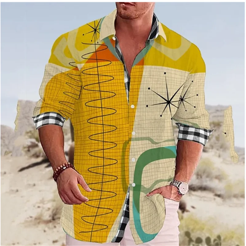 Camisa de manga larga con estampado 3D de loro para hombre, camisa de solapa de un solo pecho, ropa de calle al aire libre, informal de diseñador,