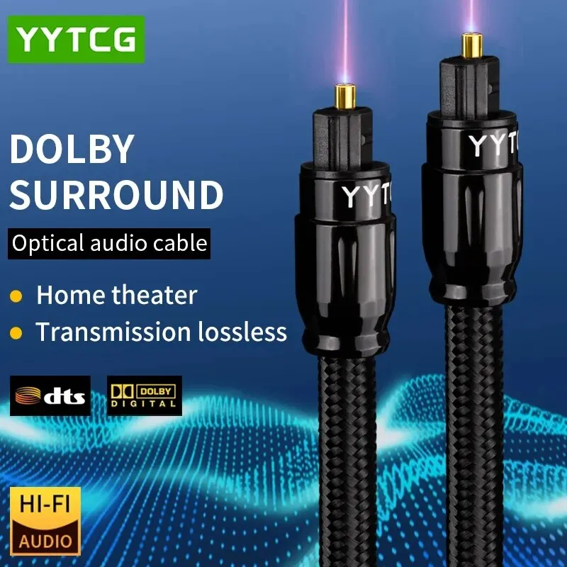 Kabel YYTCG Toslink Digital Optical Audio, Hi-Fi Video, DVD, Xbox, PS4 Głośniki, Światłowód wysokiej klasy, 5.1