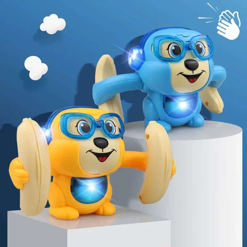 Cartoon Cute Electric Baby Toys Tumbling Rolling Monkey Light Music Puzzle Voice Control Novelty Funny Tumbling Monkey Toys