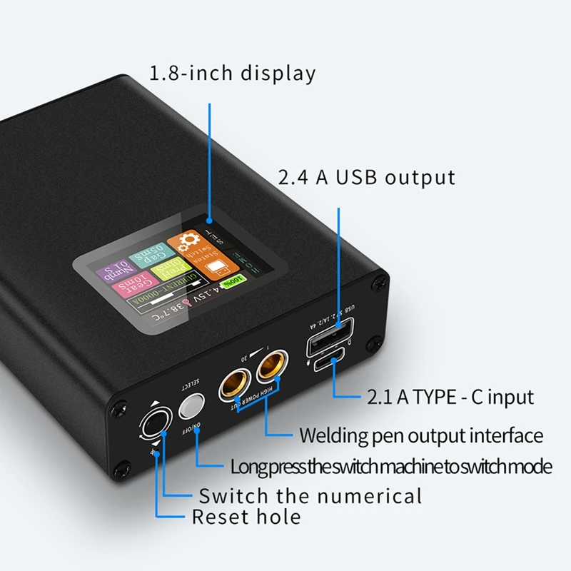 Écran LCD pour mini soudeuse par points portative, écran de document 1.8 pouces, soudeuse par points 5000mAh, kit de bricolage, 30 vitesses réglables