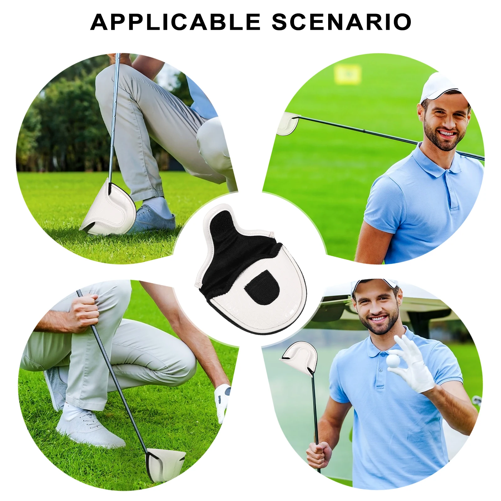 

Pu Golf Head Cover Protective Sleeve For Golf Putter Anti-Shock Well Stitched Club Sleeve Semi-Circular