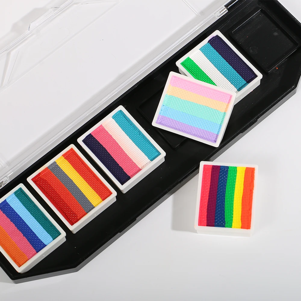 Bowitzki Face Paint 6x10gm Professional Body Paint Kit For Kids Adults Stencil One Stroke Split Cake Rainbow Hypoallergenicity