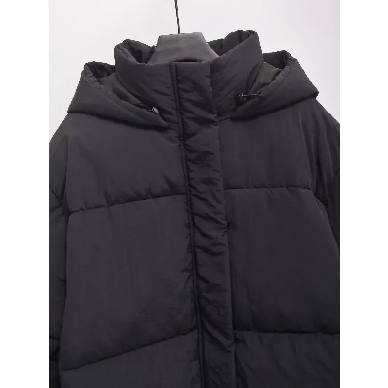 TRAF ZR Snow Parkas z kapturem Solidny ocieplany płaszcz Nowość w odzieży wierzchniej Ciepłe damskie płaszcze zimowe Elegancki luksusowy płaszcz damski