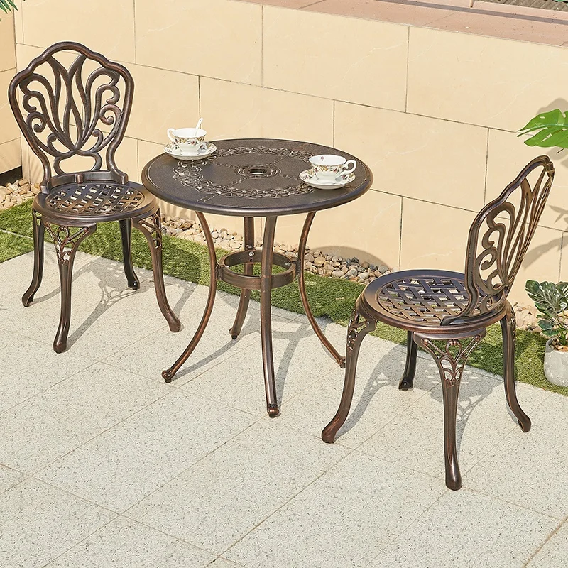 Durável Alumínio Coffee Table Set, Pátio ao ar livre, Varanda French Bistro, Mesa quadrada Cadeiras, 2 Pessoas, Villa Cast