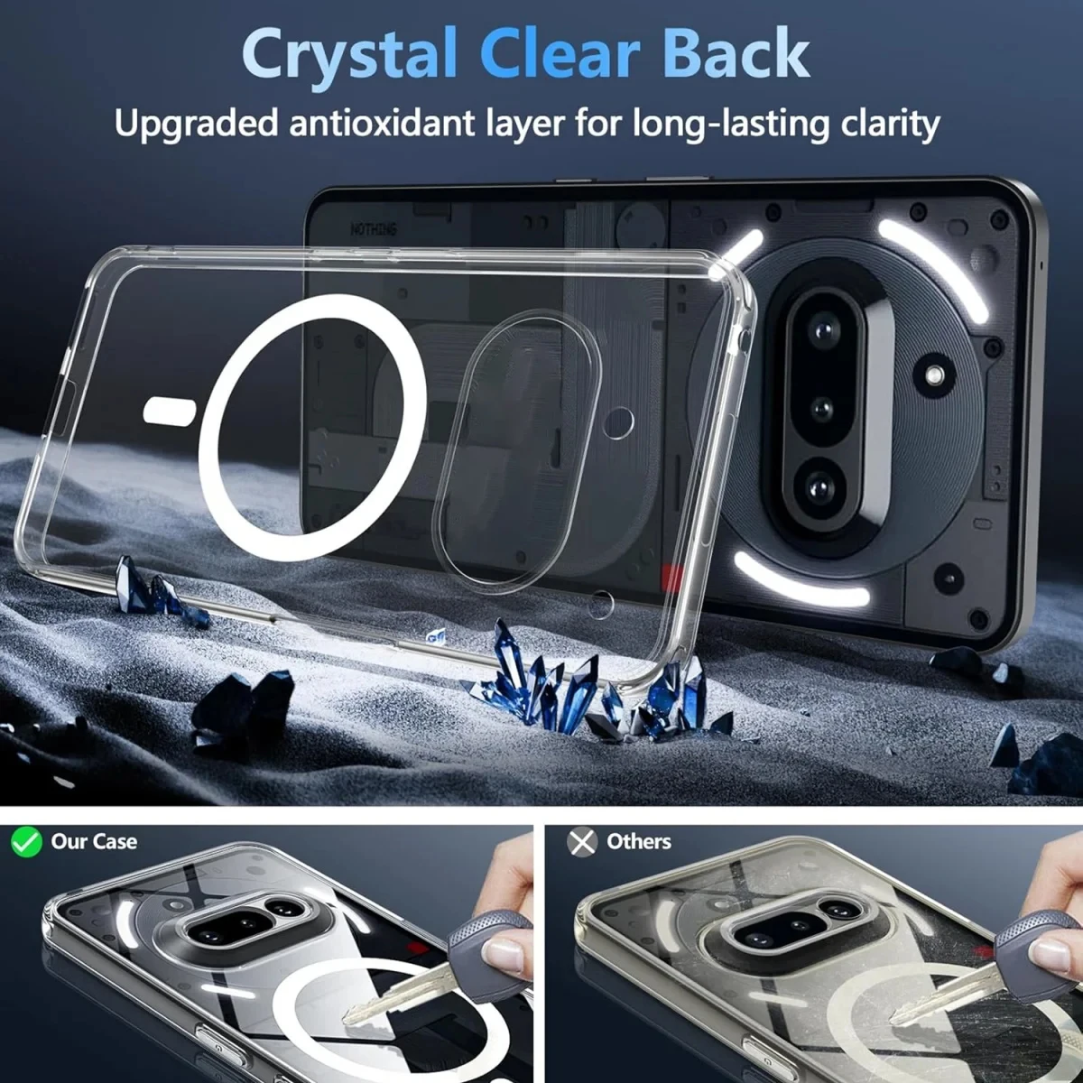 حافظة مغناطيسية لـ Magsafe Srong لهاتف لا شيء هاتف 3A NothingPhone3A 5G غطاء خلفي شفاف مقاوم للصدمات من البولي يوريثان + PC