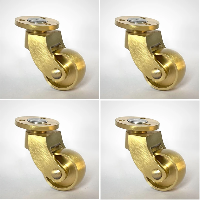 4PCS 1'' Solid Brass Casters Table Chair Couch Furniture Castors 360° Universal Swivel Wheels Smoothly Moving Furniture Rollers