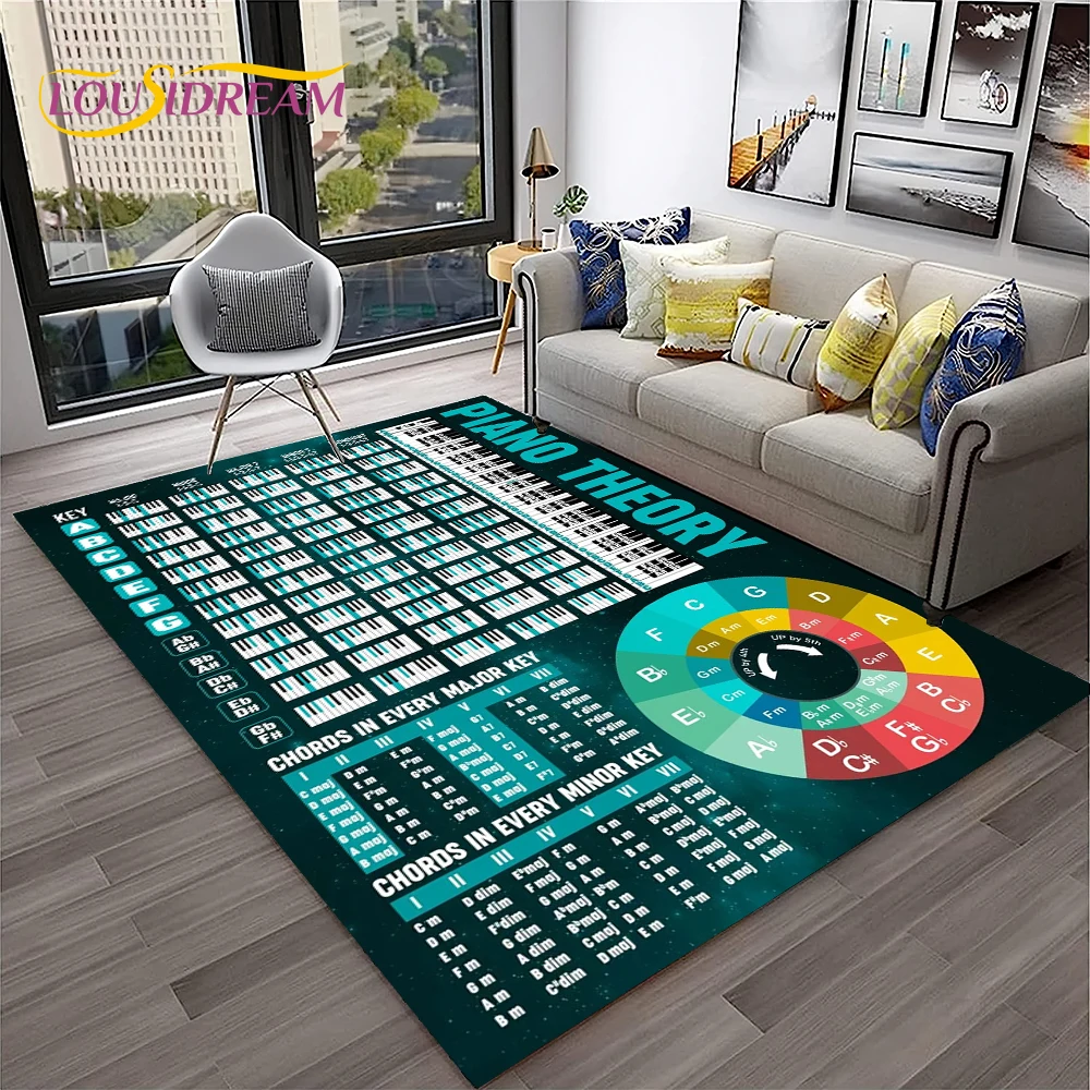 

Music Basic Guitar Chord Theory Chart Piano Carpet Rug for Home Living Room Bedroom Sofa Doormat Decor,Kid Area Rug Non-slip Mat