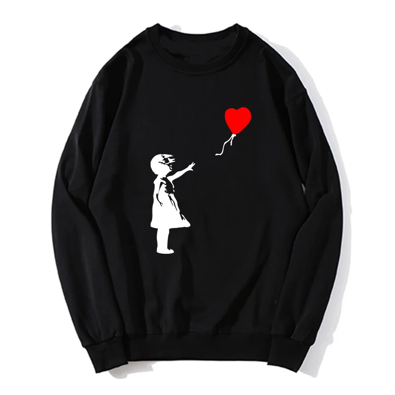 Floating Balloon Guys Banksy Theres Always Hope Fashion Hoodie O-Neck Cotton Sweatshirt Casual Unisex Sweater Harajuku Pullover