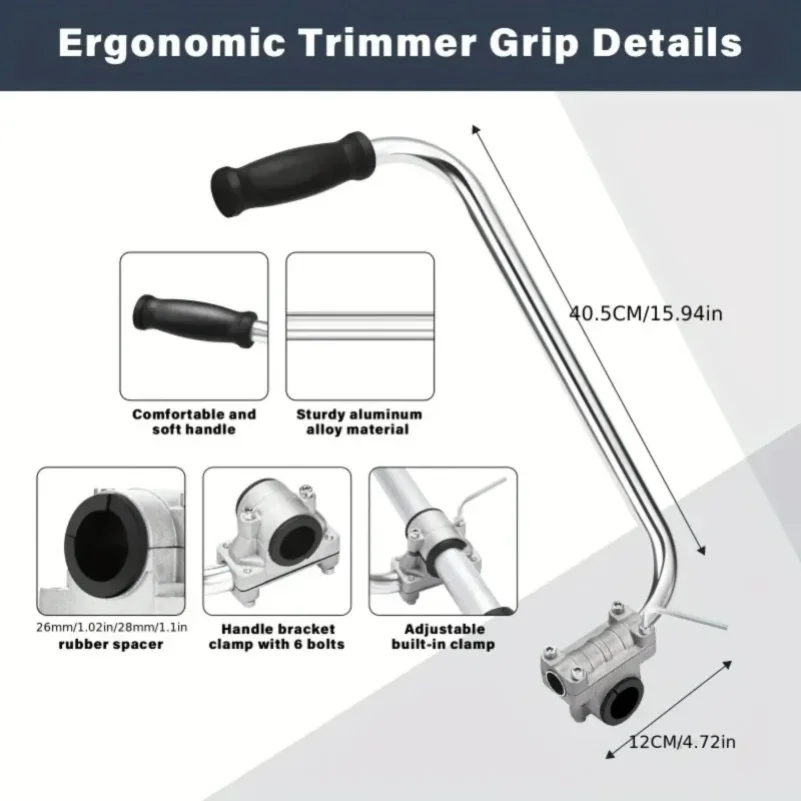 Ergonomic Trimmer Grip Weeder Handle For Lawn Care Weed Whacker Comfortable Non Slip Extension Pole Tool
