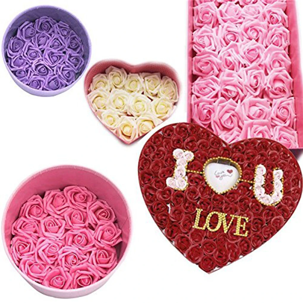 50Pcs 6-7cm Foam Rose Artificial Flower Bouquet Wedding Party Bouquet DIY Decoration Weddings Beautiful Artificial Rose Flowers