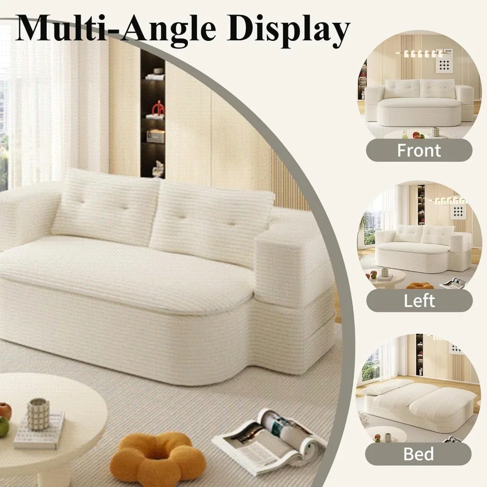 أريكة سرير قابلة للطي 2 في 1، أريكة نوم من قماش سروال قصير، أريكة أرضية قابلة للطي مملوءة بالرغوة مع بطانية متعددة الوظائف #6