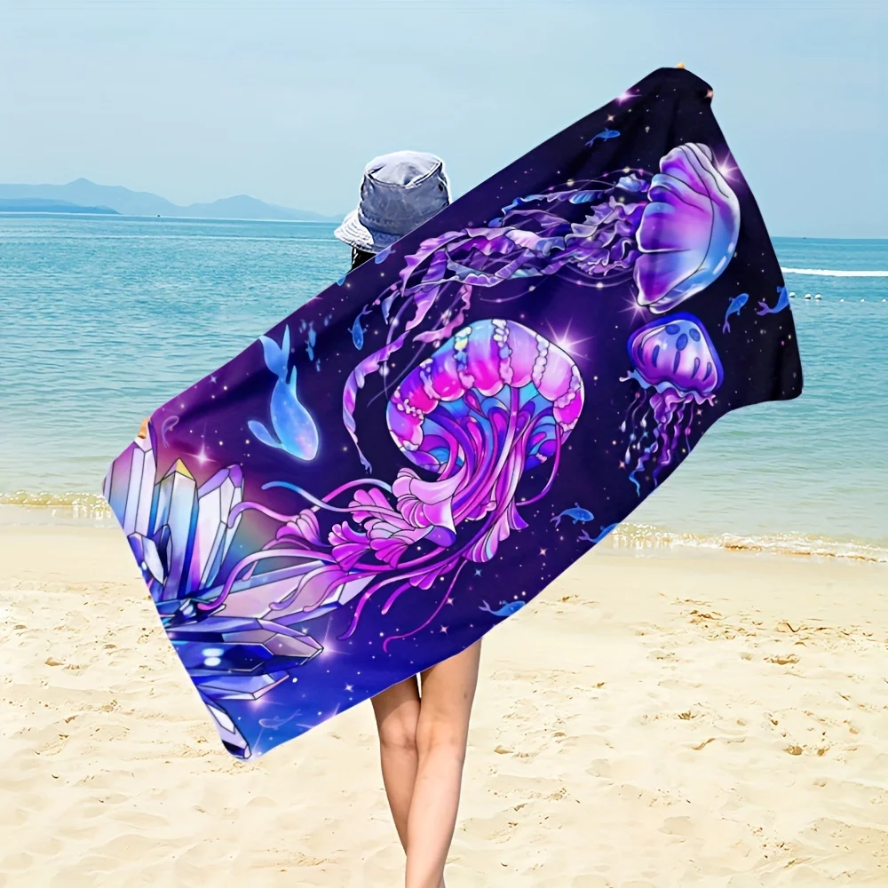 Cosmic Deep Sea Jellyfish Bath Towel Super Water Absorb For Beach Camping Holiday travel beach towel