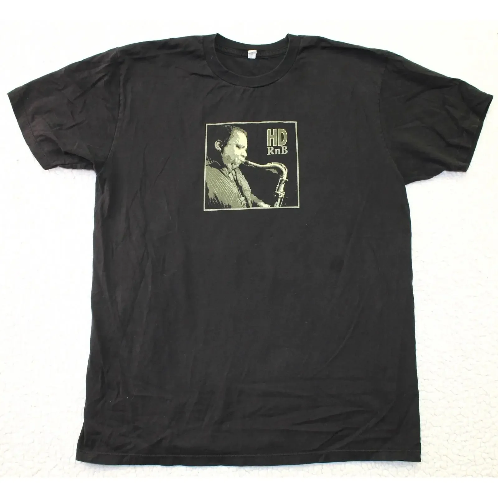 HD R amp B Saxophone Men's  T Shirt Black XL Alstyle vintage Washed Unisex Casual Stylish streetwear graphic Stretched Slightly