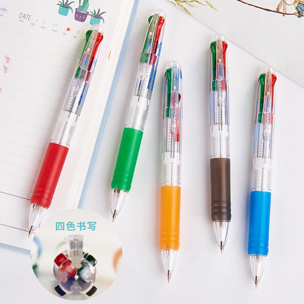 4Pcs 4 in 1 Creative Ballpoint Pen Colorful Retractable Rollerball Pens Ball Pen For Marker Writing Stationery Papelaria Escolar