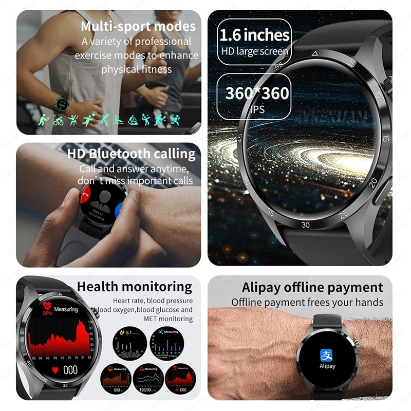 New For HUAWEI Watch GT4 Pro Sports Smart Watches Men GPS Track Compass Altimeter Waterproof Bluetooth Call NFC Smart Bracelet