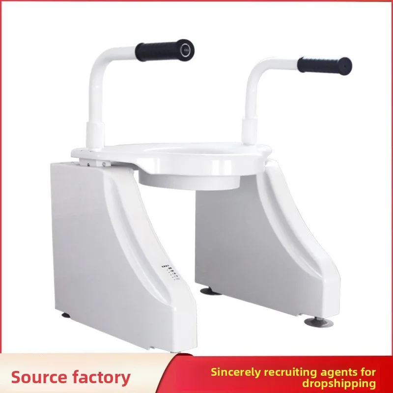 Barrier-free electric lift toilet chair with armrests for pregnant women and the elderly