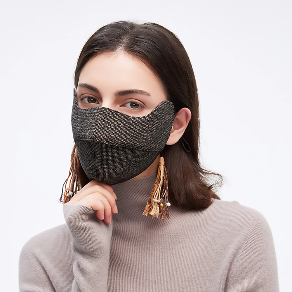 OhSunny Cubierta facial cálida de invierno, Máscara de borla retro Máscaras térmicas gruesas de peso ligero Forro agradable para la piel, UPF50 a prueba de viento al aire libre