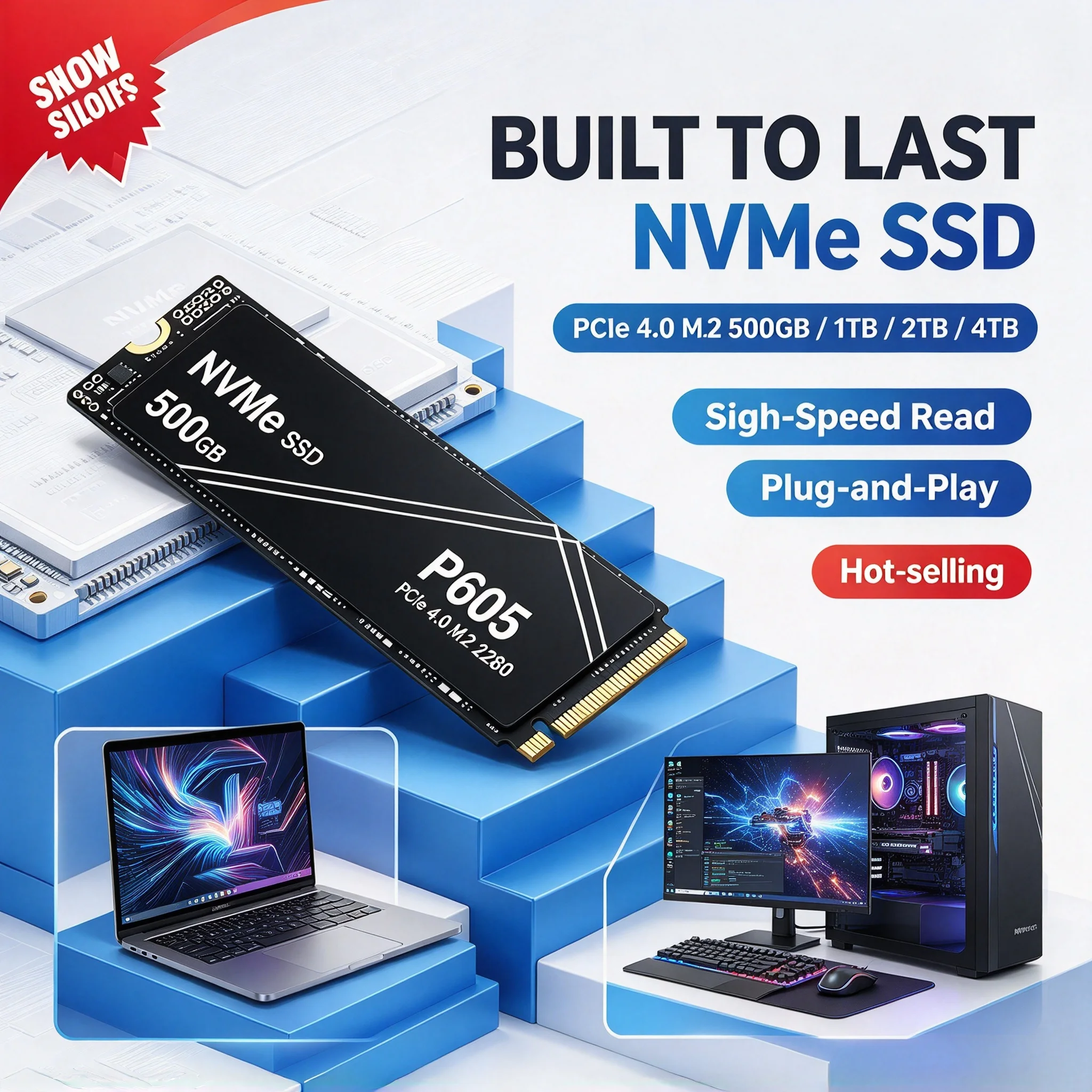 Internal Drive P605 M.2 2280 NVMe SSD 7100MB/s PCIe 4.0 Punch Above Its Class 500GB 1TB 2TB 4TB Gaming Laptop Desktop PC