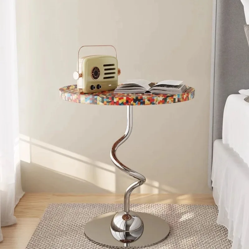 Creative Sofa Side Table Rainbow Small Side Table Italian Light Luxury Art Balcony Tea Table for Living Room Home Decor