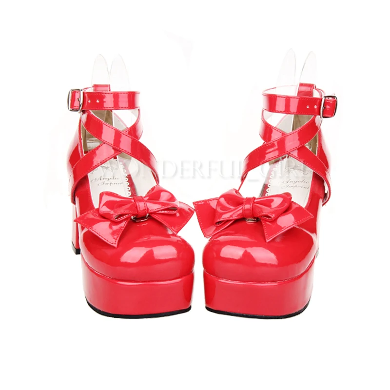 Nowe japońskie buty Lolita w stylu kobiet dziewczyny księżniczka buty wymienny Bowknot karnawał Halloween Cosplay buty wysokie obcasy