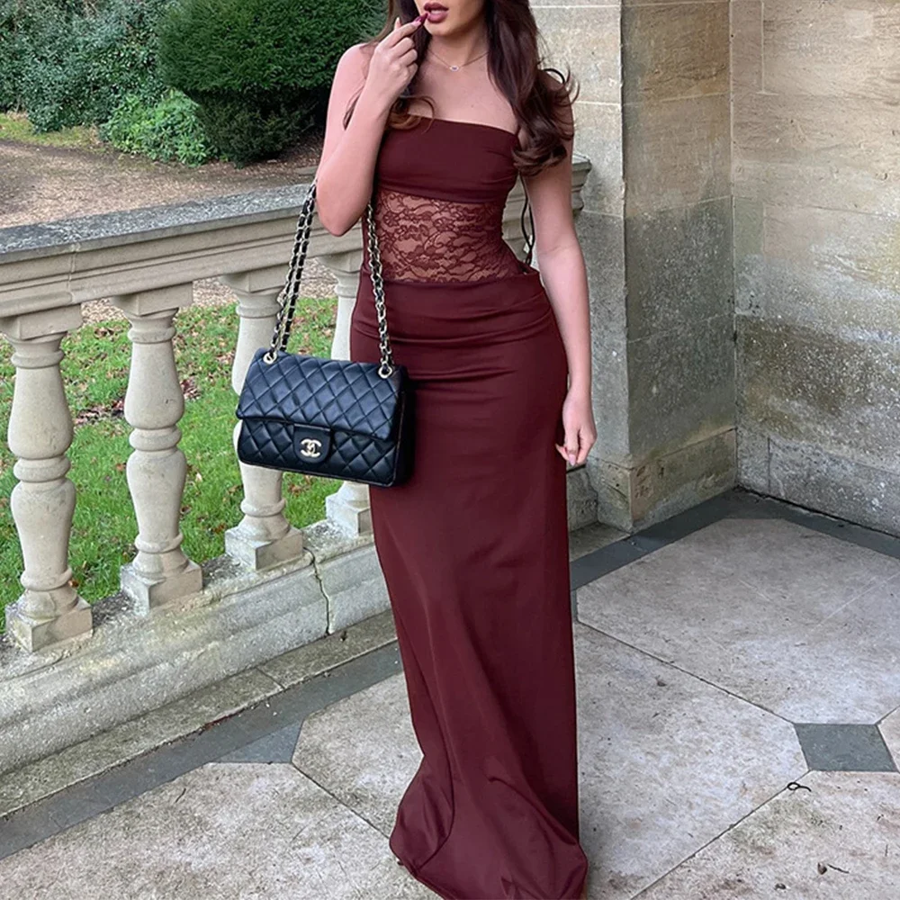 Vestido de verano para mujer, sexy, transparente, con tirantes finos, cuello cuadrado, camisola, vestidos largos de fiesta, vestidos de noche