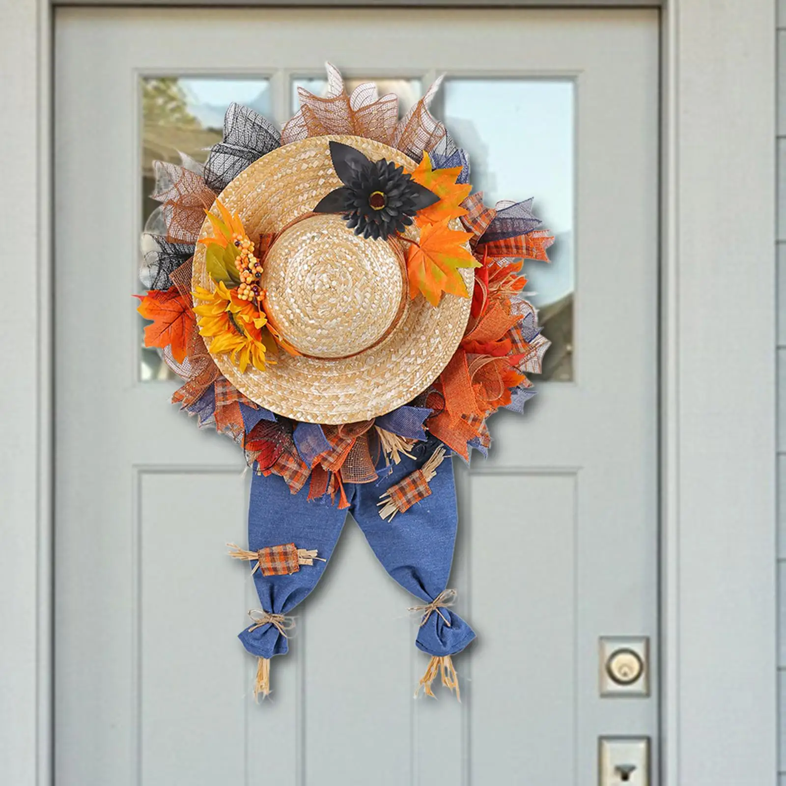 

Artificial Flower Wreath Garden Maples Leaves Wreath Front Door Fall Wreath