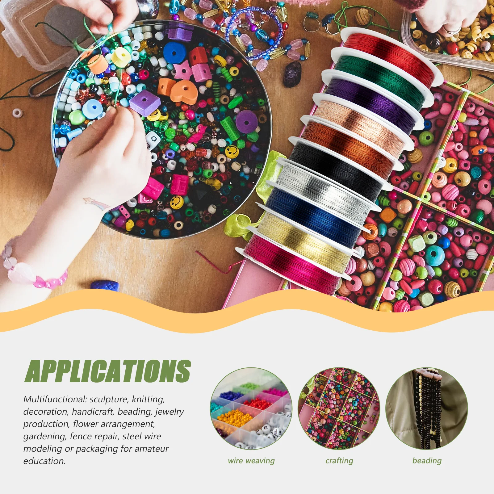 

10 Rolls Flexible Jewelry Making Wire Beading Copper String DIY Craft Cord for Garments Floral Arranging Garden Decor Projects