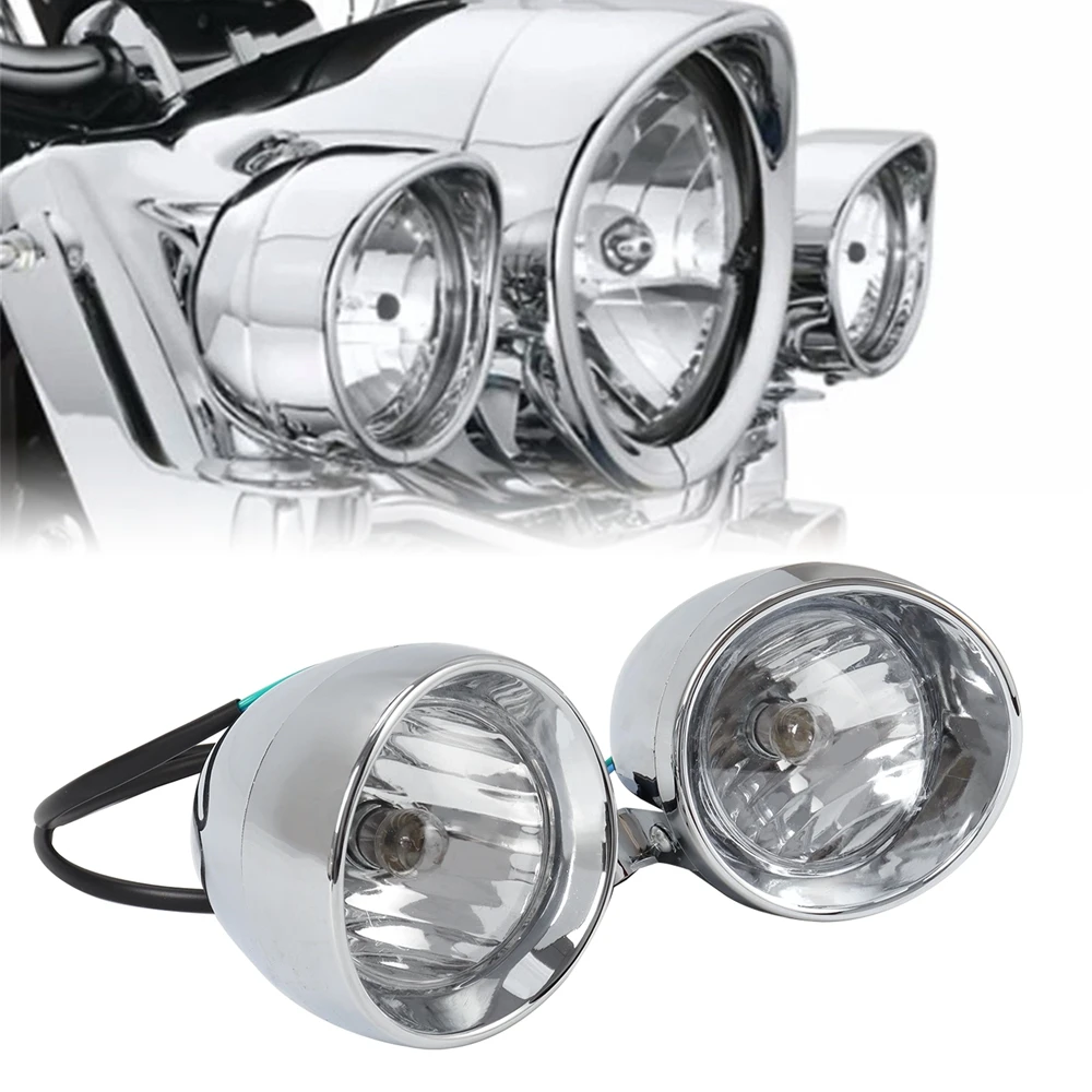2Pcs Chrome Universal Motorcycle Front Headlight Fog Light Lamp Spotlight for Motorcycles Assemblie Lamp Fog Light Lamp