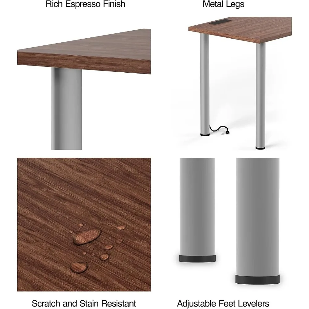 Mesa de escrita alimentada por café expresso Essentials de 48 polegadas da Union & Scale Staples UN56970