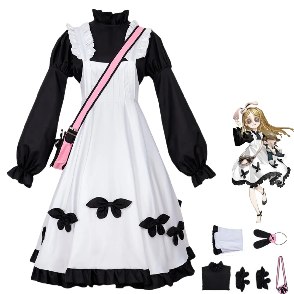 Game Identity Ⅴlawson Memory Little Girl Alice Cosplay Costume Black White Camisole Skirt Lolita Woman Maid Kawaii Party Suit