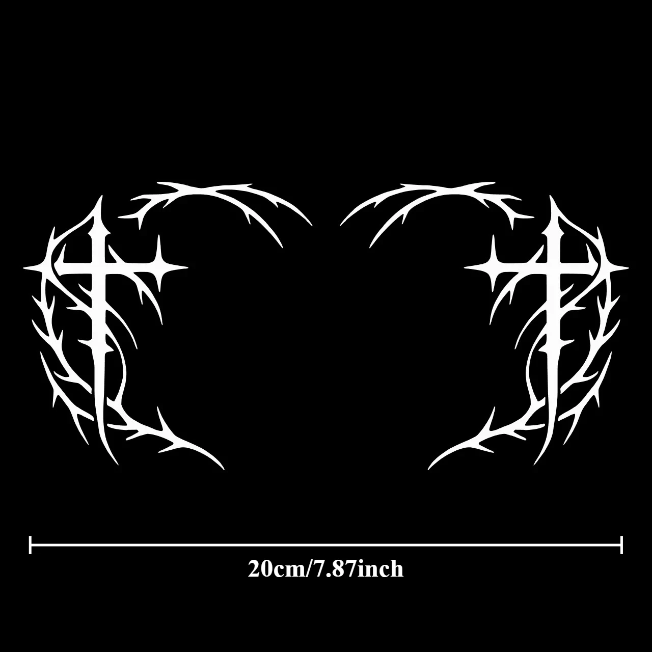 1set Thorn Gothic Cross Side Mirror Vinyl Stickers Waterproof Grunge Dark Decal for Car Rearview Mirror Decor
