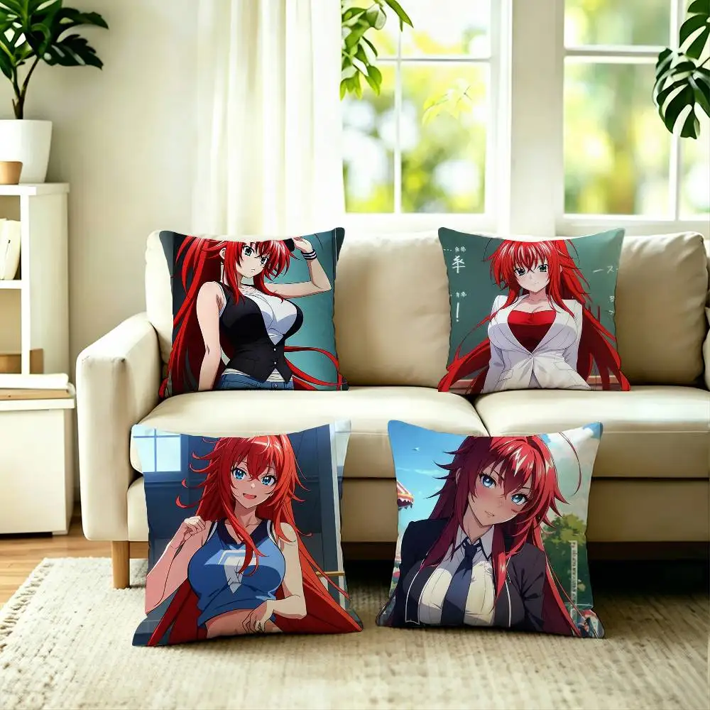 High School DxD Akeno Himejima Laser Square Double-Sided printed Pillow Case Bedroom Bedside Pillow Sofa Cushion Cover