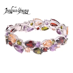 Mona Lisa Multicolor Zirconia Stone Bracelets for Women Friendship Bracelet Femme Snap Button Jewelry AB002