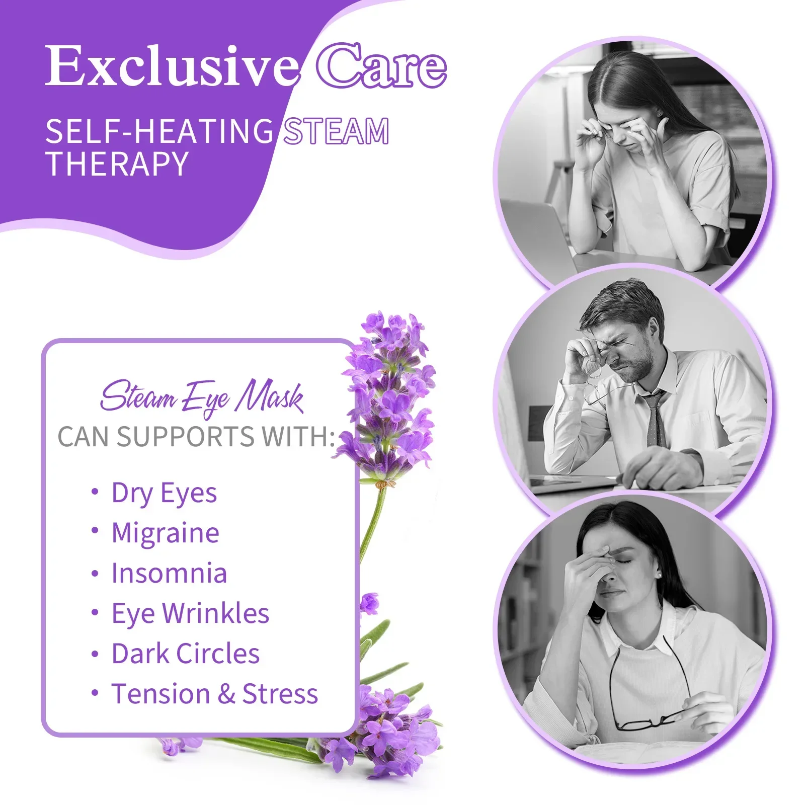 12 قطعة قناع عين ذاتي التسخين يمكن التخلص منه مع وسادة علاج حراري مرطبة لرائحة اللافندر للنوم والاسترخاء اليومي
