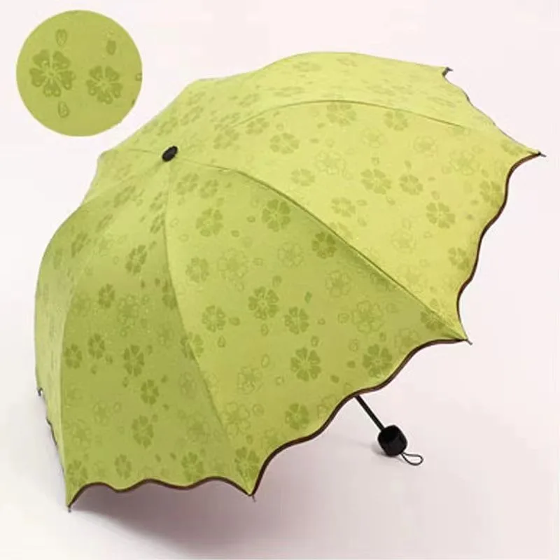 Portable Umbrella Creative Water Flowering Umbrella Ruffled Sunny and Rain Umbrella Windproof UV-proof Manual Vinyl Umbrella