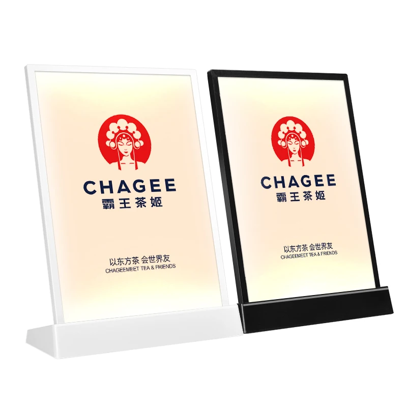 A4 LED Table Card USB Menu Ordering Light Box Price List Transparent Billboard Price Menu Table Intelligent Variable Light