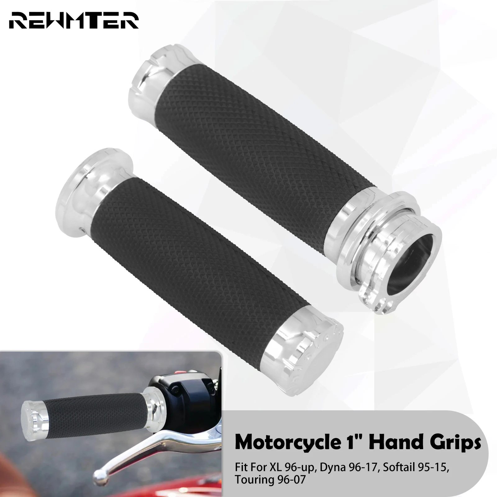 

Motorcycle 1'' Hand Grips 25mm Handlebar Chrome Handle Bar For Harley Sportster XL Touring Road King Glide Dyna Softail Fat Boy