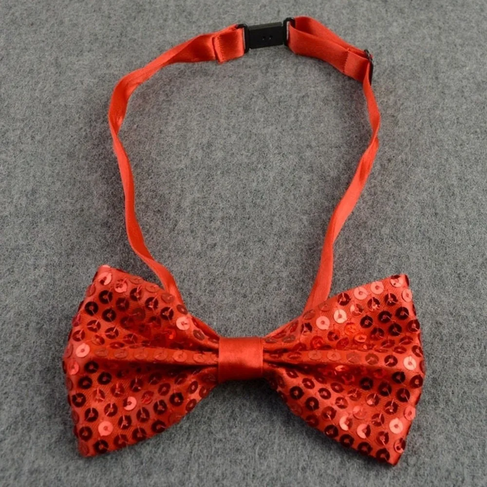 Kids Sequin Children Bow Tie Pre-Tied Adjustable Bowknot Decoration Handsome Stage Performance Costume Graduation Photo Props