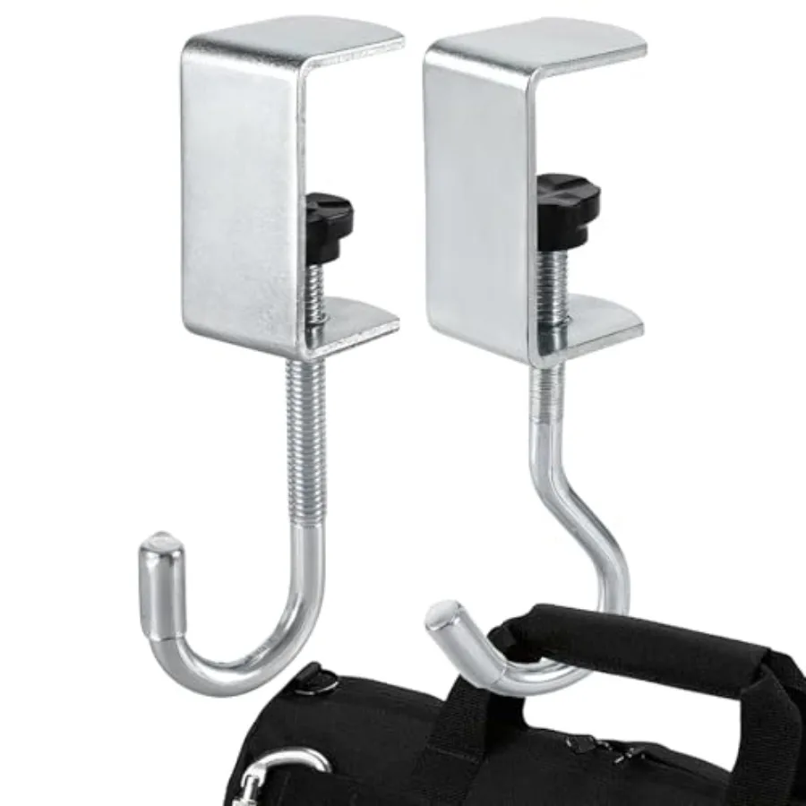 2 Pieces Desk nt Bag Holder Hook Clamp Stand up Desk Store ClampOn Under Desks Headphone Hanger Backpack Handbag and Purse Hold