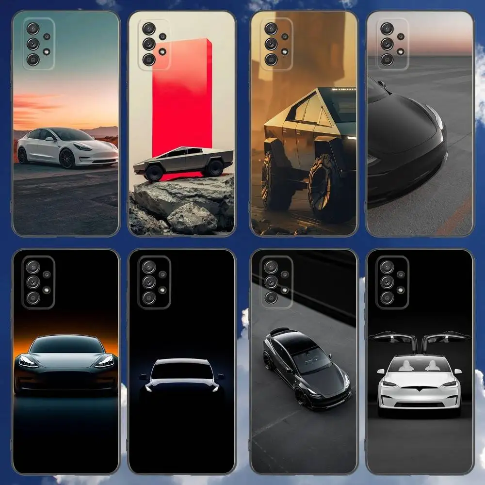 

Electric T-Teslaes-S Car Phone Case For Samsung Galaxy A 91,80,73,72,71,53,52,51,22,5G Shockproof Soft Black Cover
