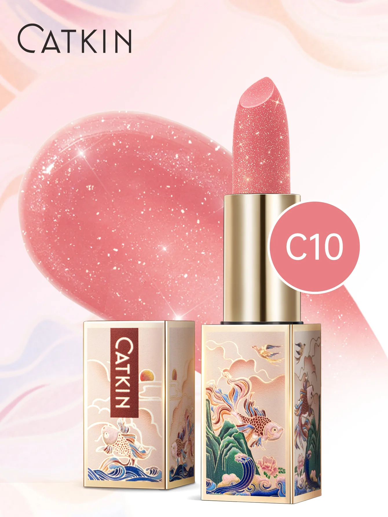 CATKIN Lip Care Gift set, set van 3 lippenbalsems, 3 STKS + Prachtige geschenkdoos, Glanzend met voedzaam formulering, Kleurverandering