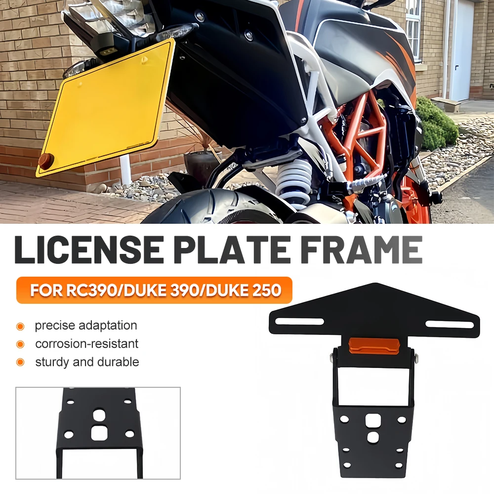 Motorcycle Fender Eliminator License Plate Frame Bracket With Light For KTM RC390 Duke 390 Duke 250 Heavy Duty Steel Touring