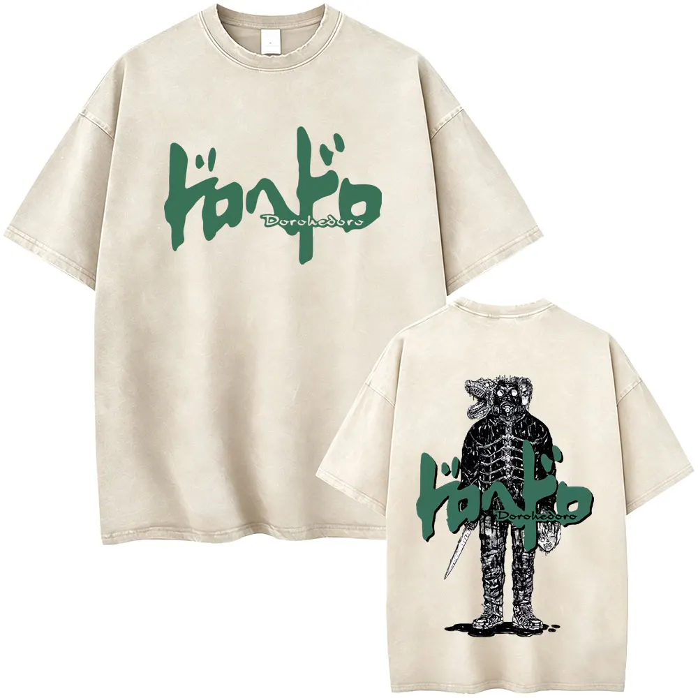 

Anime Dorohedoro Kaiman Vintage Washed T Shirts Men Women Gothic Manga Rock T-shirt Male Oversized T-shirts Japanese Streetwear