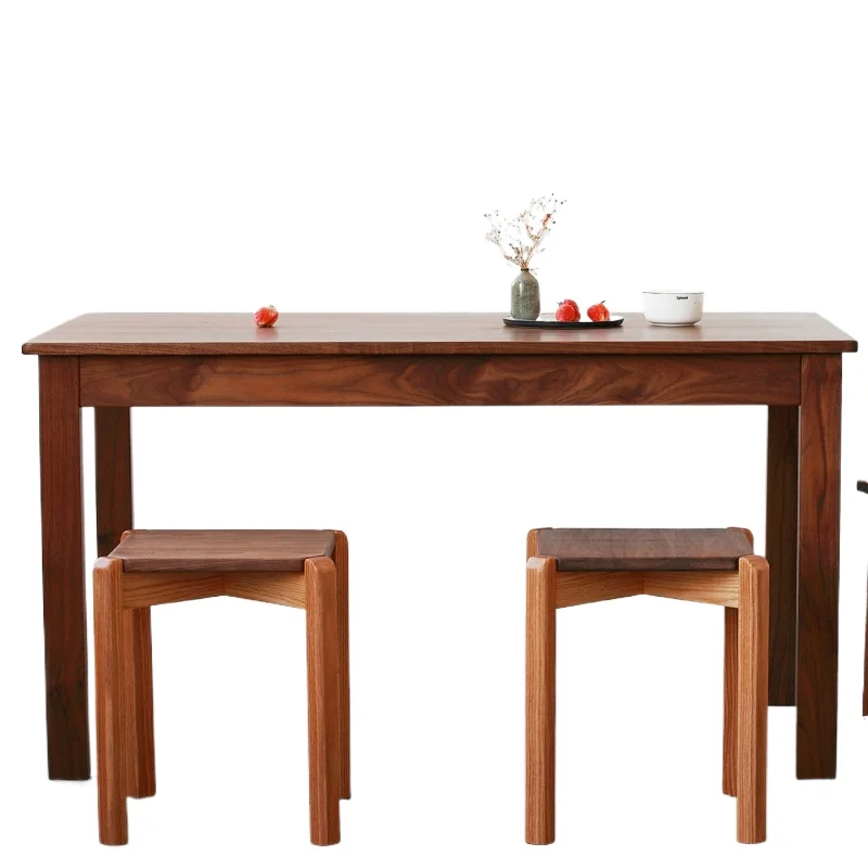 طاولة خشب الجوز الأسود، جميع طاولات الطعام المصنوعة من الخشب الصلب وكرسي، طاولة طعام على الطراز الياباني متعددة الوظائف #1