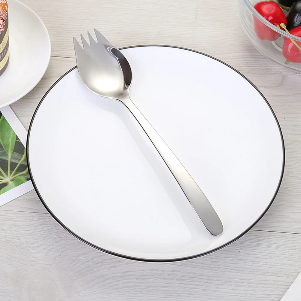 

Набор столовых приборов из нержавеющей стали 304: ложка-вилка (спорк) с длинной ручкой для салата, мороженого, десертов и фруктов, цвет серебро