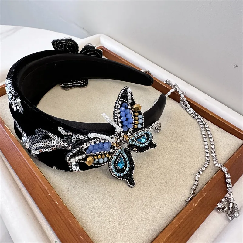 Bling Bling Rhinestone Hairbands for Women Long Tassel Bow Bands Korean Designer Headband Wedding Hair Band Accessories Gifts