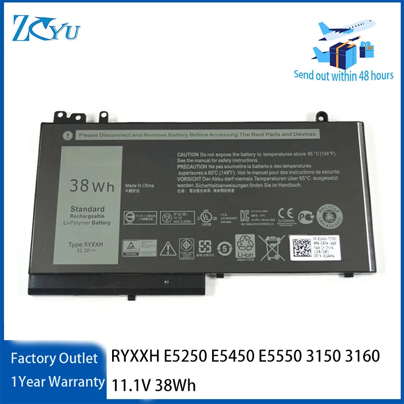 

RYXXH Laptop Battery for Dell Latitude E5250 E5450 E5550 3150 3160 11.1V 38Wh